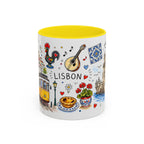 Lisbon Travel Mug | European City Souvenir Accent Coffee Mug | 11oz 15oz Ceramic Cup