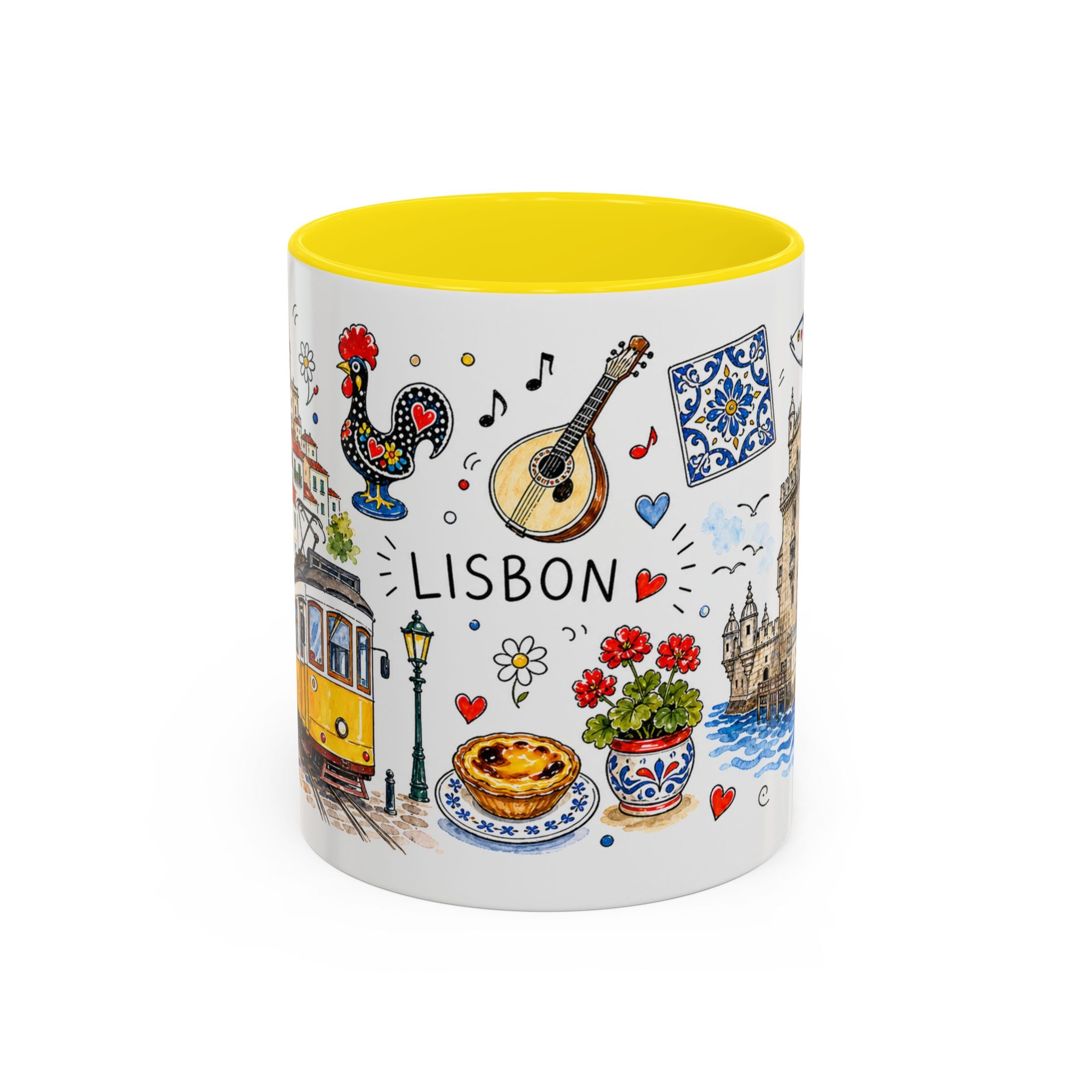 Lisbon Travel Mug | European City Souvenir Accent Coffee Mug | 11oz 15oz Ceramic Cup