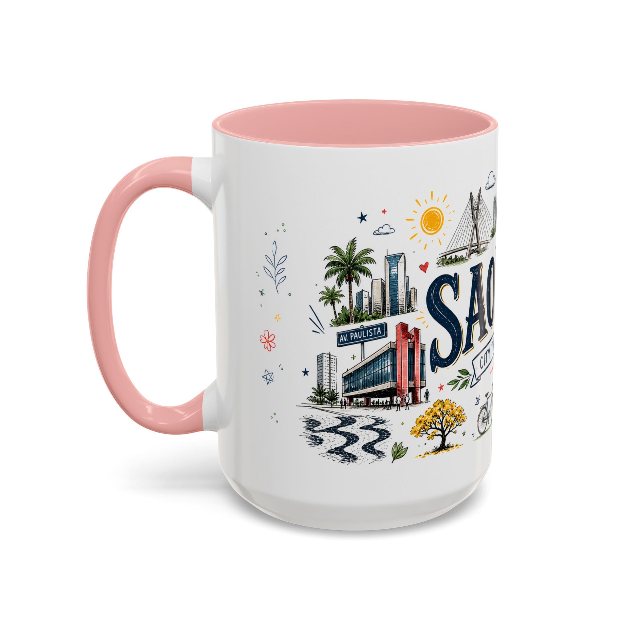 Sao Paulo Coffee Mug | Brazil Souvenir Travel Gift | Accent Color Ceramic 11oz 15oz