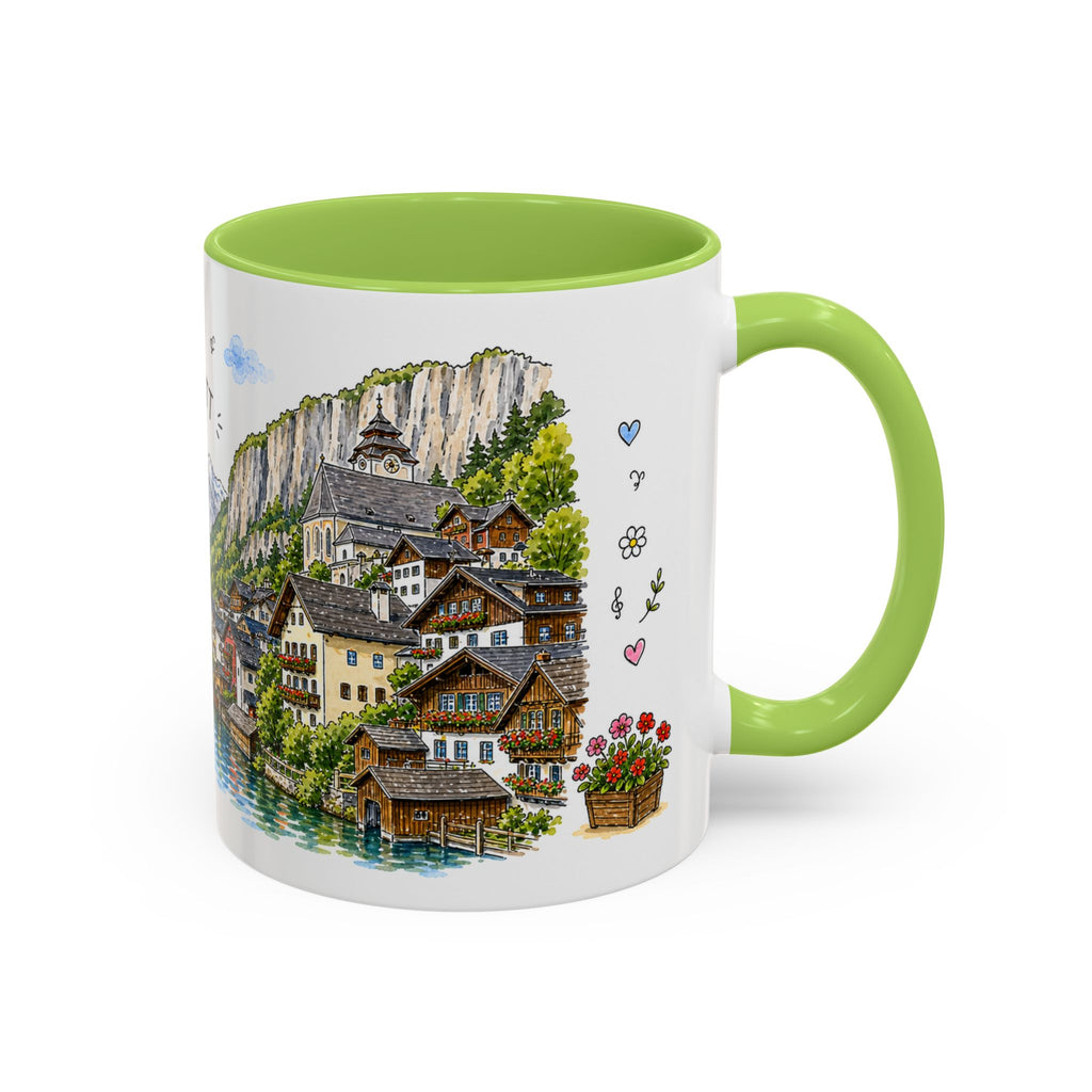 Hallstatt Illustrated Travel Mug | Austria Souvenir Accent Coffee Mug | 11oz 15oz Ceramic Cup