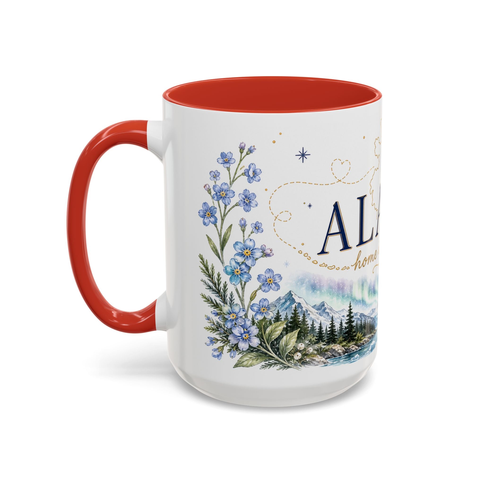Alaska State Map Mug | Northern Lights, Mountains, Glaciers | Moving Away Gift