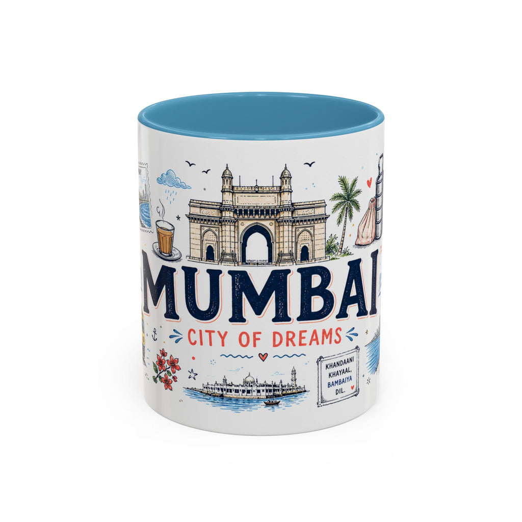 Mumbai Coffee Mug | India Souvenir Travel Gift | Accent Color Ceramic 11oz 15oz