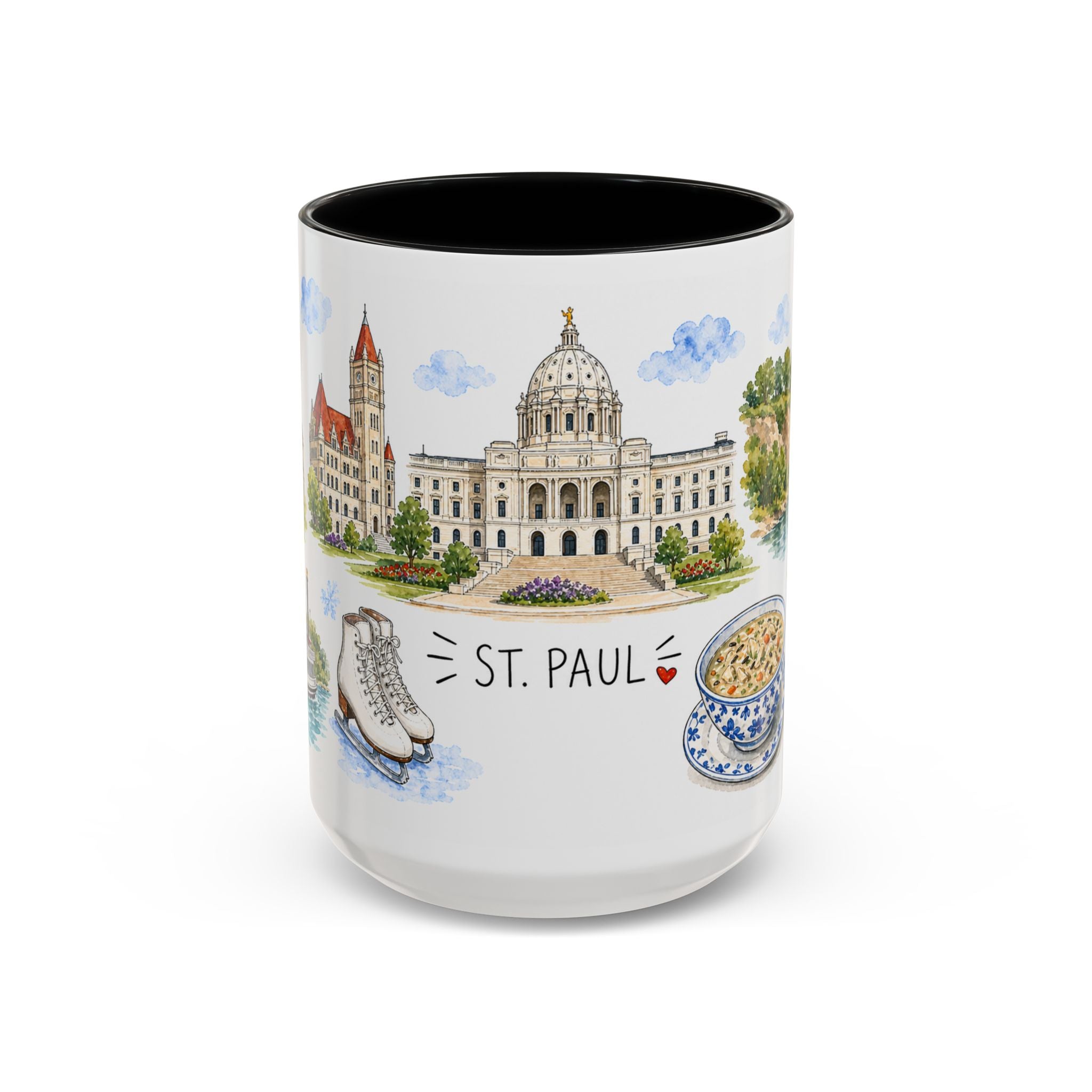 St. Paul Illustrated Travel Mug | City Souvenir Accent Coffee Mug | 11oz 15oz Ceramic Cup