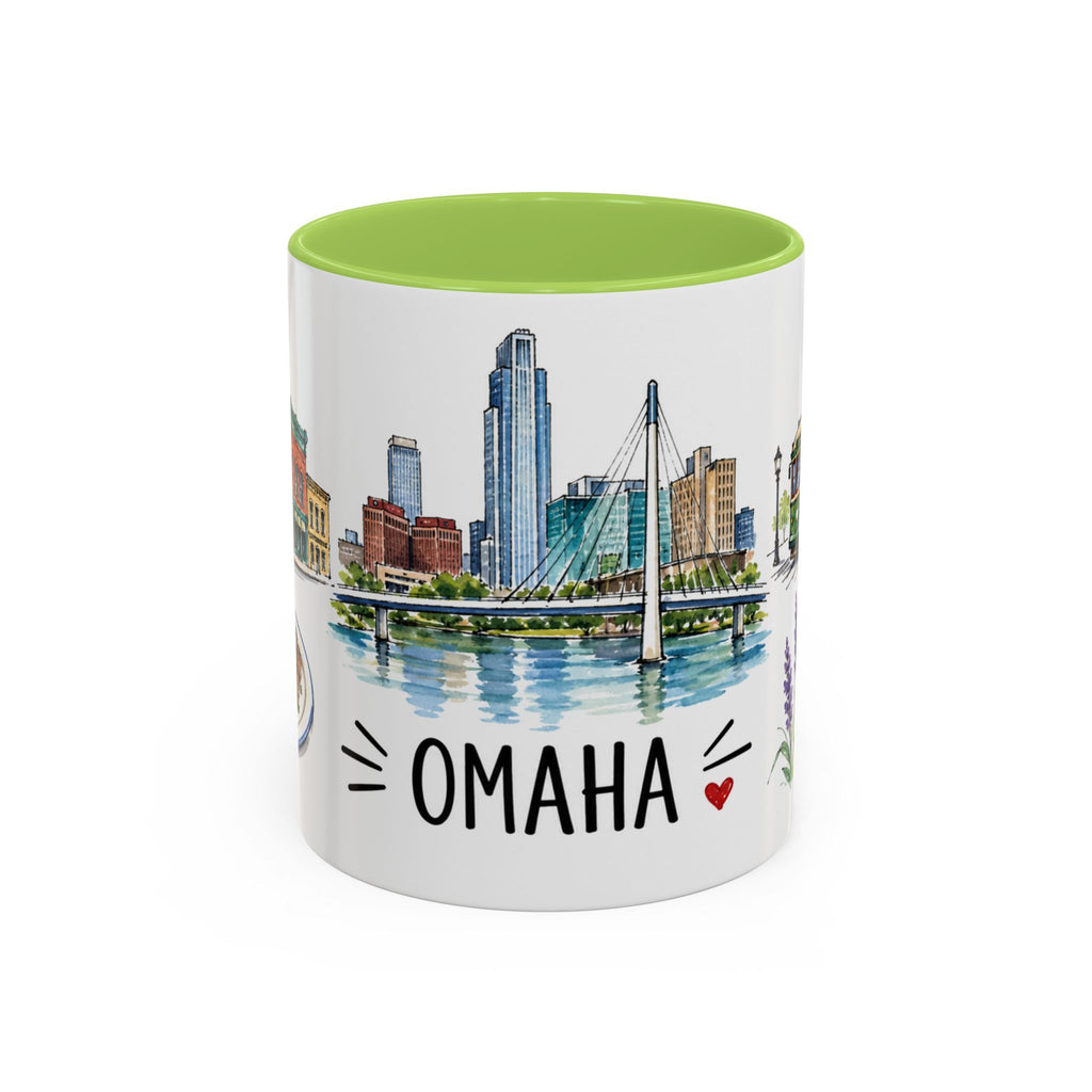Omaha Illustrated Travel Mug | City Souvenir Accent Coffee Mug | 11oz 15oz Ceramic Cup