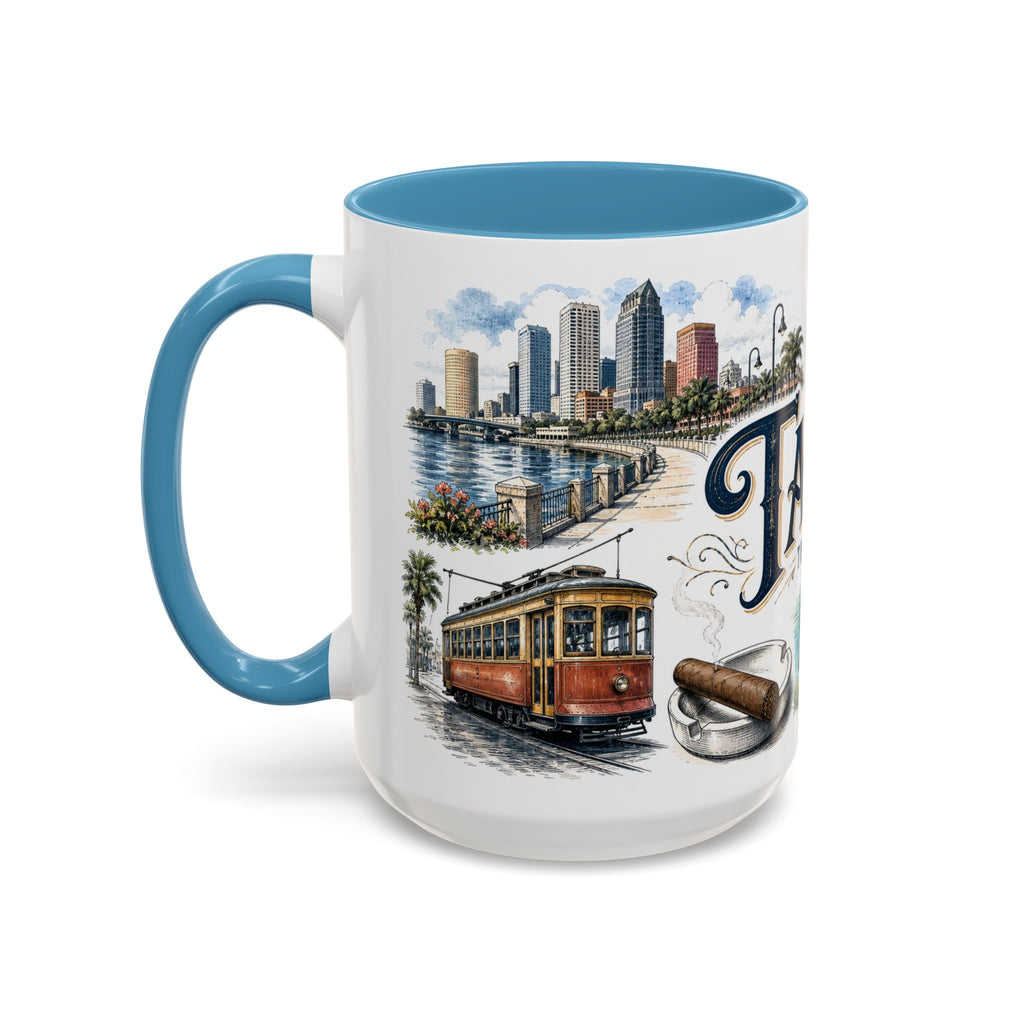 Tampa Coffee Mug | United States Travel Souvenir | Vintage Illustrated City Gift | 11 oz 15 oz Accent Mug