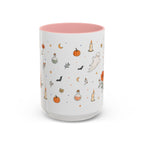 Friendly Ghost Halloween Mug | Pumpkin Flower Watercolor Gift | Accent Cup 11oz 15oz