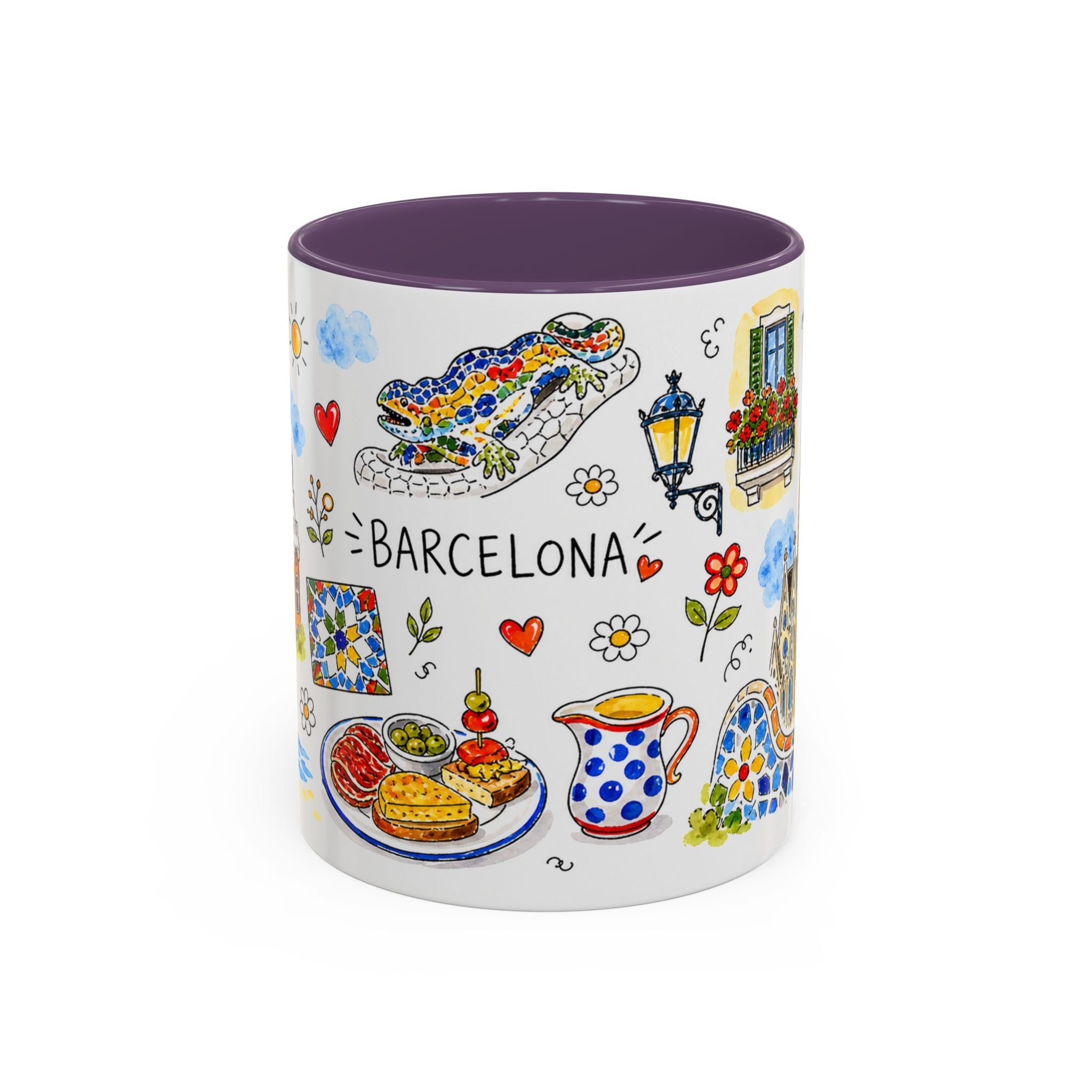 Barcelona Travel Mug | European City Souvenir Accent Coffee Mug | 11oz 15oz Ceramic Cup