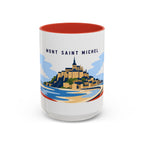 Mont Saint Michel Coffee Mug | Travel Destination Souvenir Gift | Accent Color Ceramic 11oz 15oz
