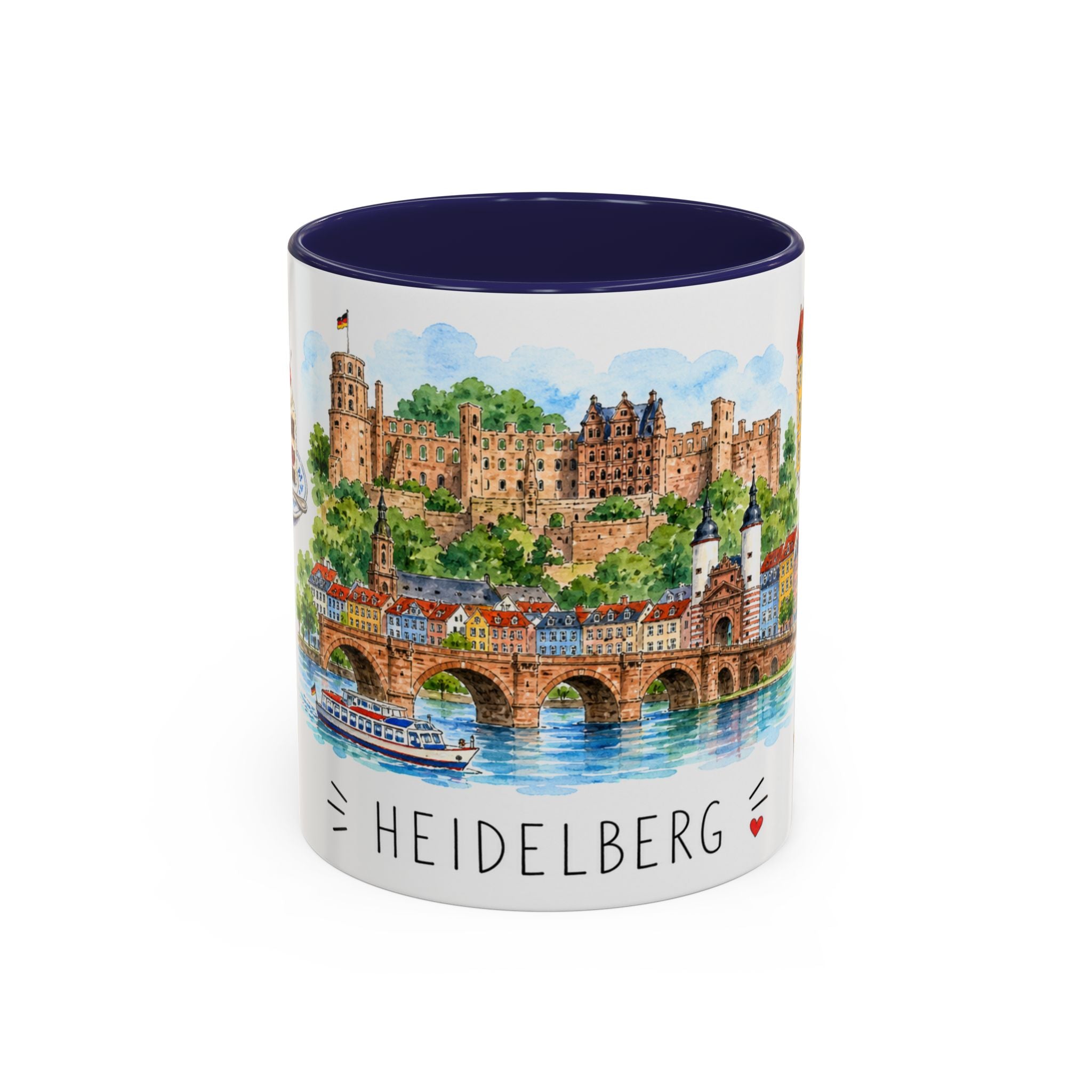 Heidelberg Illustrated Travel Mug | City Souvenir Accent Coffee Mug | 11oz 15oz Ceramic Cup