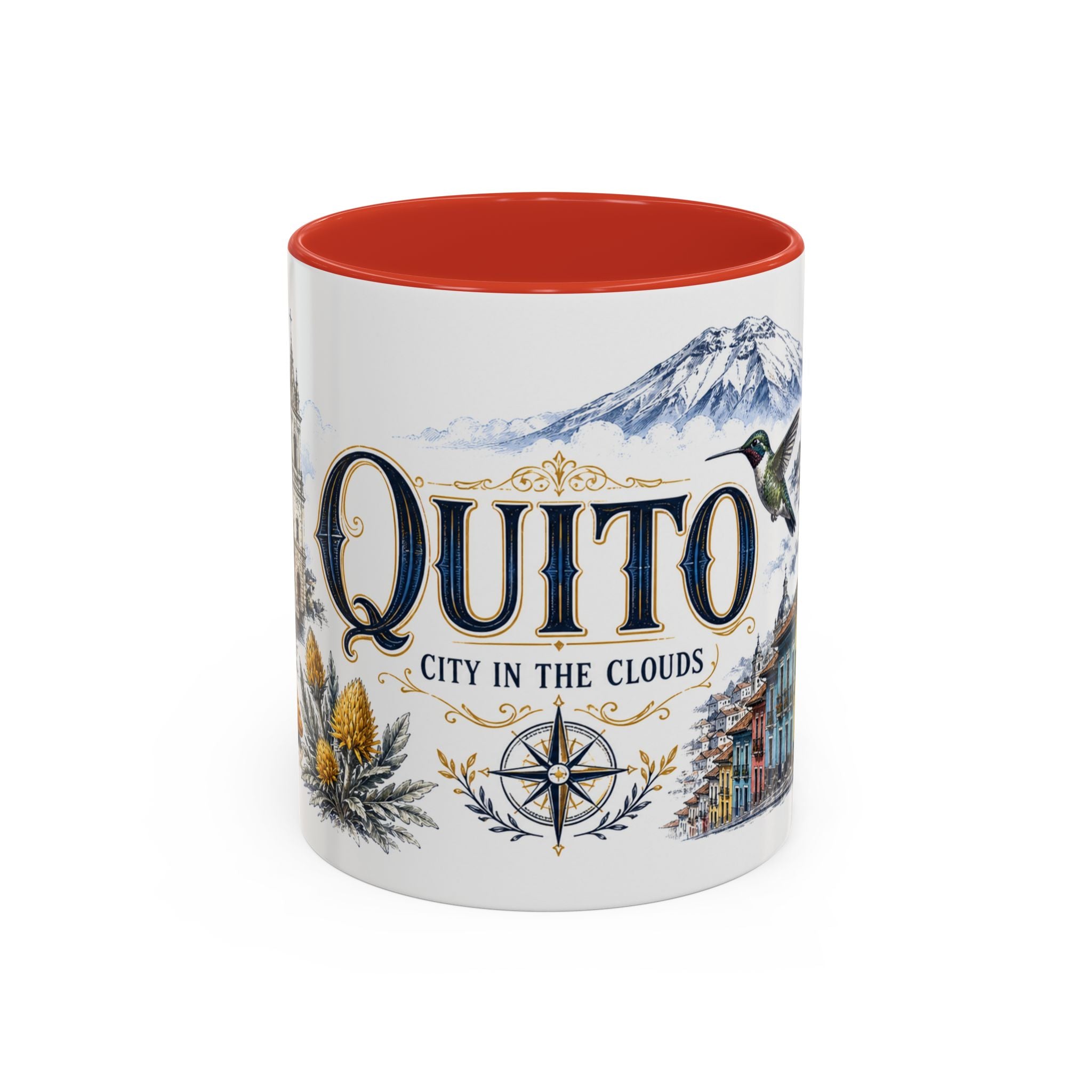 Quito Coffee Mug | Ecuador Travel Souvenir | Vintage Illustrated City Gift | 11 oz 15 oz Accent Mug