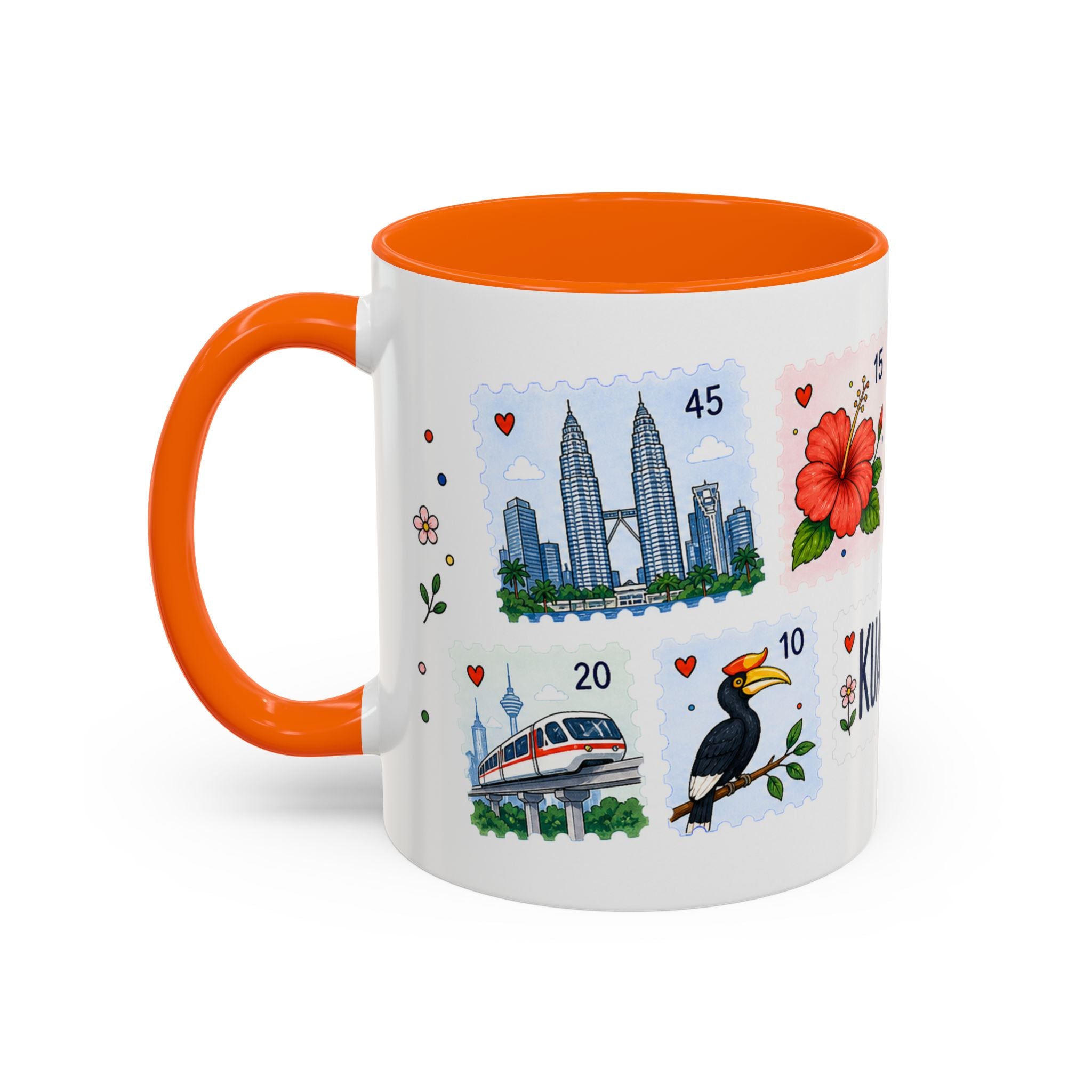 Kuala Lumpur Coffee Mug | Postage Stamp Collage Mug | Travel Souvenir Accent Cup 11oz 15oz