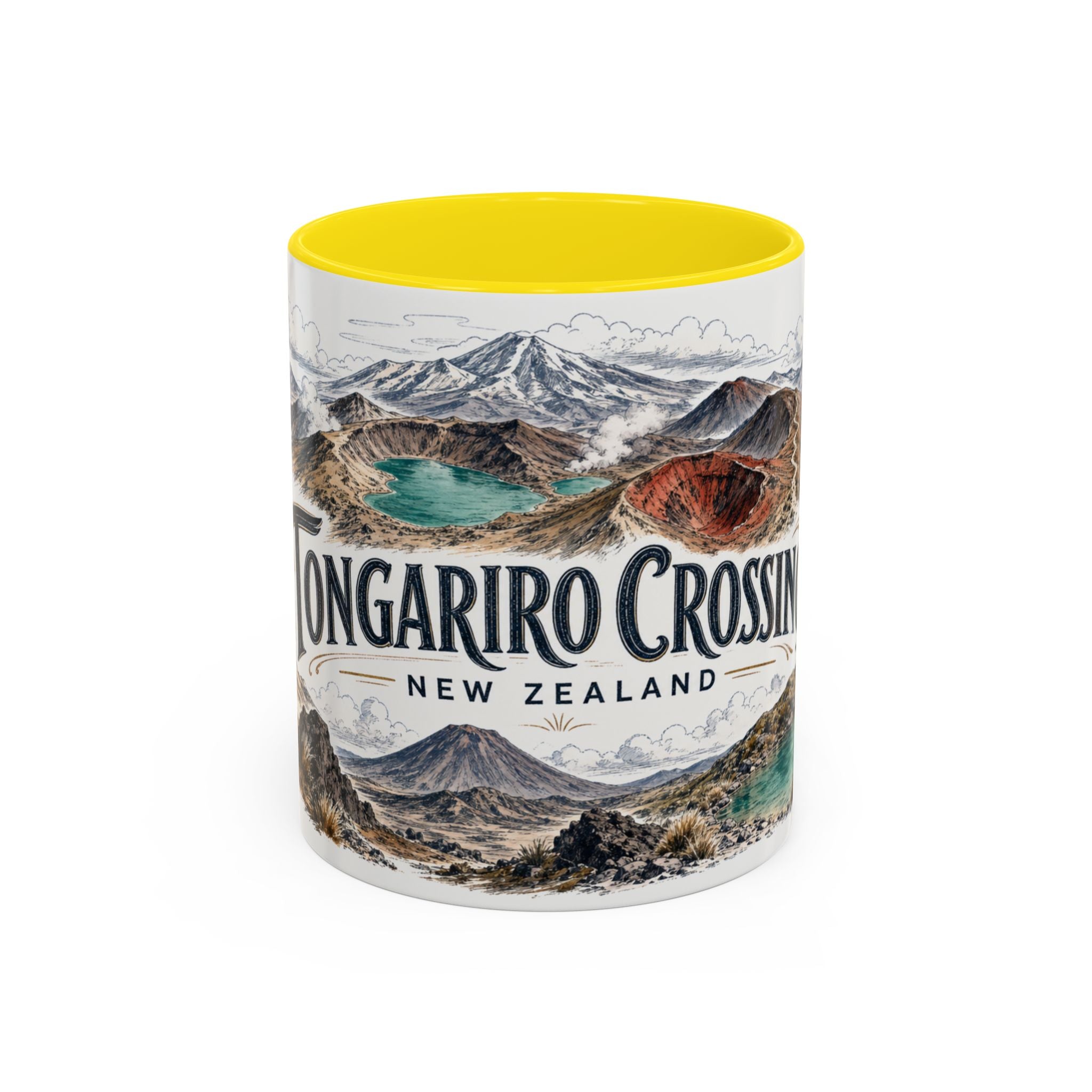 Tongariro Crossing Mug, New Zealand Travel Souvenir, Bucket List Gift, Accent Ceramic Coffee Mug 11oz 15oz