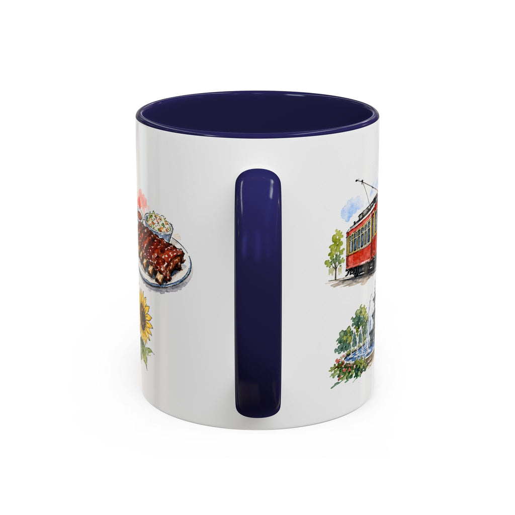 Kansas City Illustrated Travel Mug | City Souvenir Accent Coffee Mug | 11oz 15oz Ceramic Cup