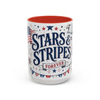 Stars and Stripes Forever Coffee Mug | Patriotic 4th of July Gift | Accent Color Ceramic 11oz 15oz