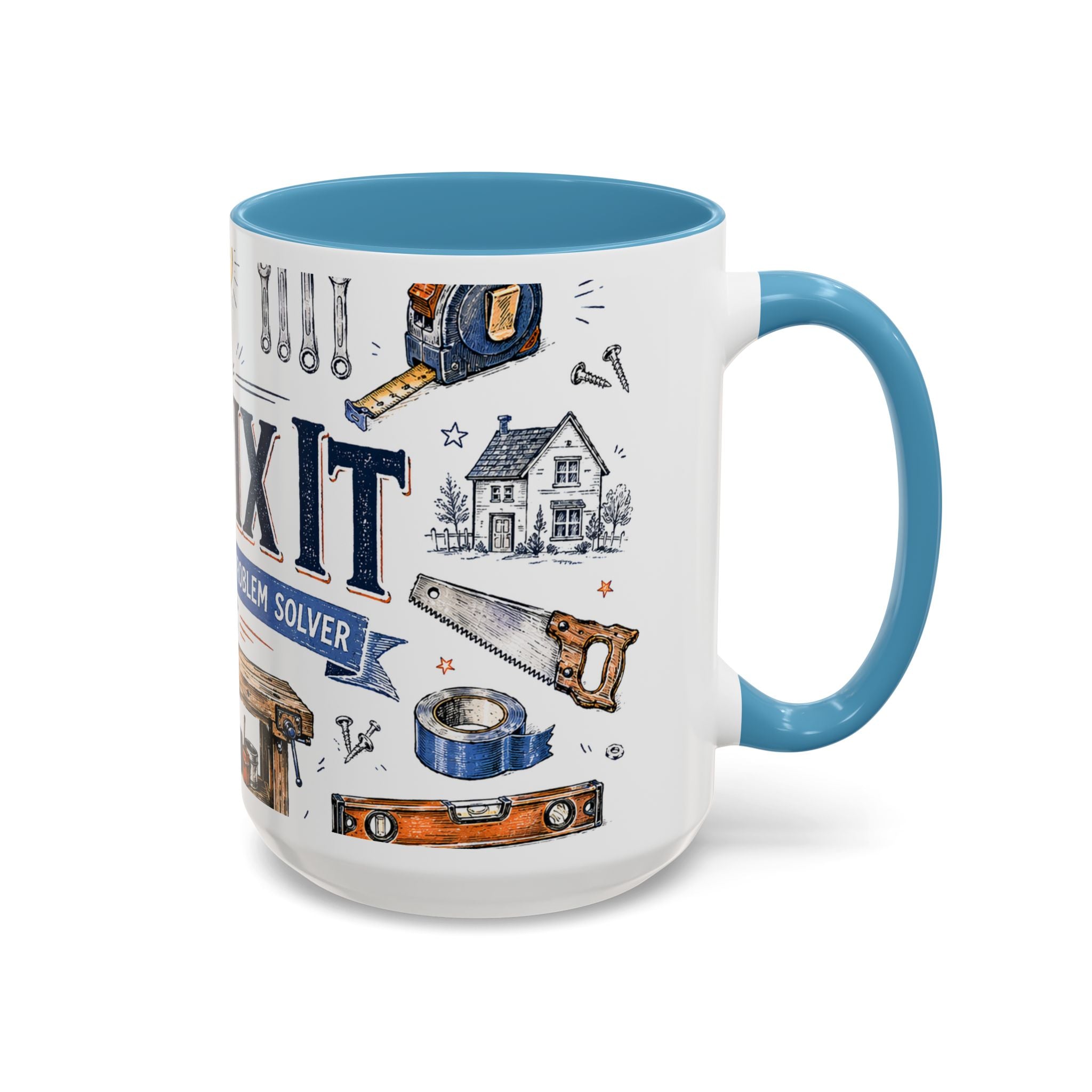 Mr Fix It Coffee Mug | Father's Day Gift for Dad | Accent Color Ceramic 11oz 15oz