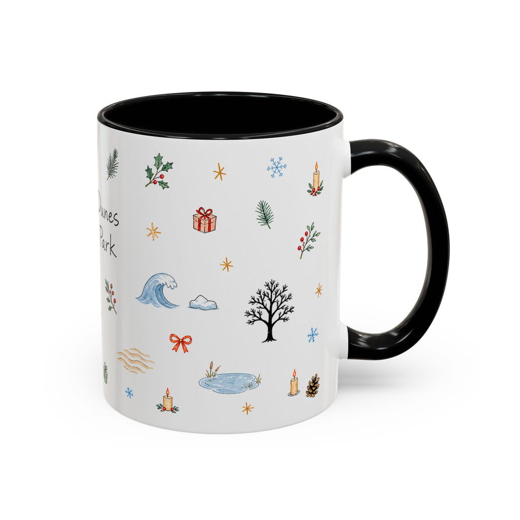 Indiana Dunes National Park Christmas Mug | Watercolor Travel Souvenir | Holiday Gift | Accent Ceramic Coffee Cup 11oz 15oz
