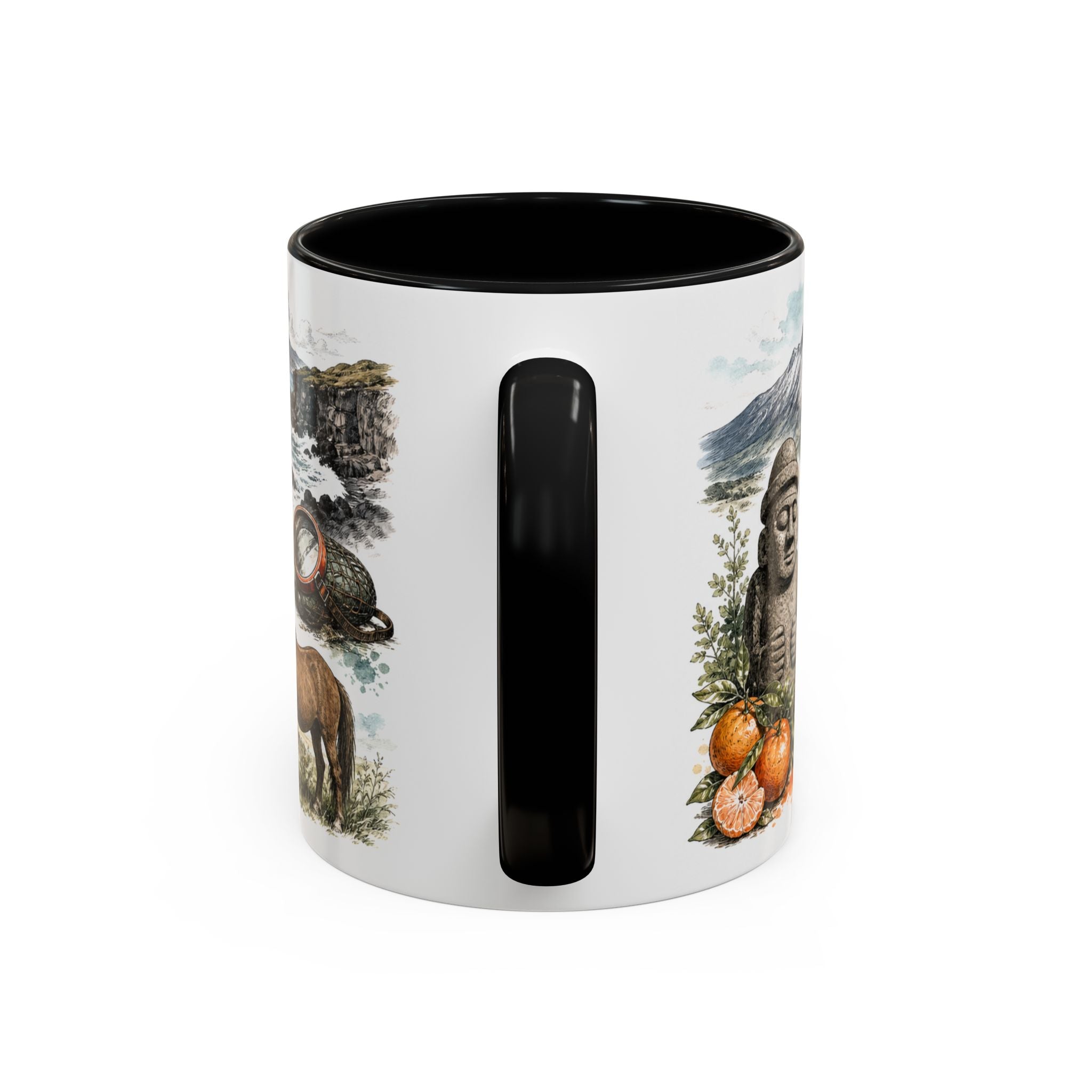 Jeju Coffee Mug | South Korea Travel Souvenir | Vintage Illustrated City Gift | 11 oz 15 oz Accent Mug