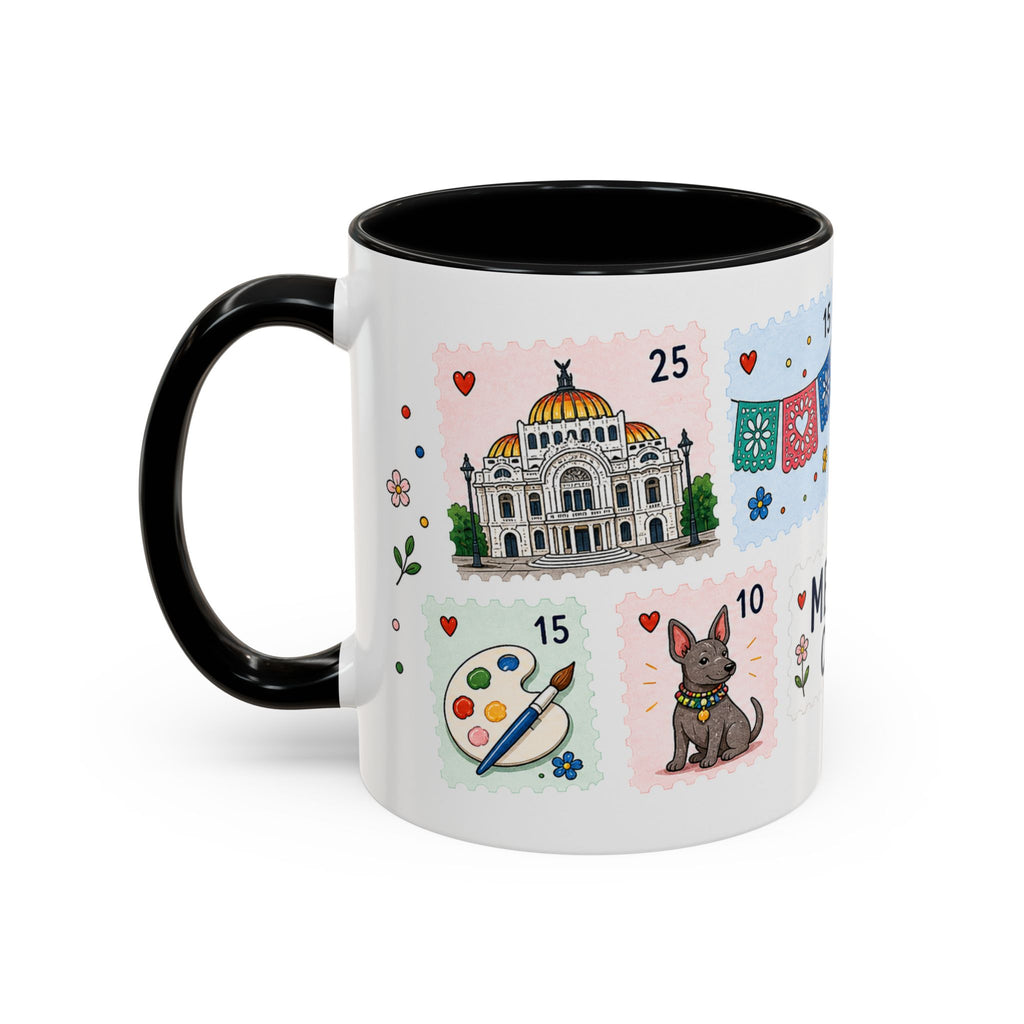 Mexico City Coffee Mug | Postage Stamp Collage Mug | Travel Souvenir Accent Cup 11oz 15oz