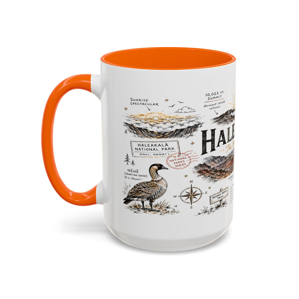 Haleakala National Park Coffee Mug | Hawaii Maui Sunrise Crater Gift | Accent Color Ceramic 11oz 15oz