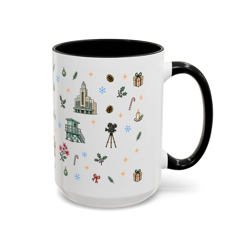 Los Angeles Christmas Mug | Watercolor City Souvenir | Ceramic Coffee Cup (11oz or 15oz)