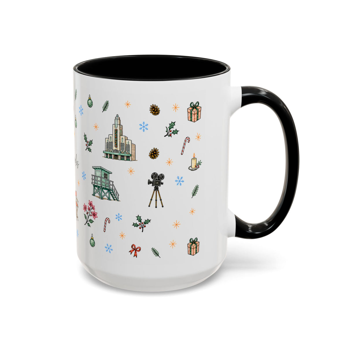 Los Angeles Christmas Mug | Watercolor City Souvenir | Ceramic Coffee Cup (11oz or 15oz)
