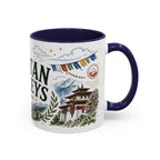Bhutan Valleys Coffee Mug | Travel Destination Souvenir Gift | Accent Color Ceramic 11oz 15oz