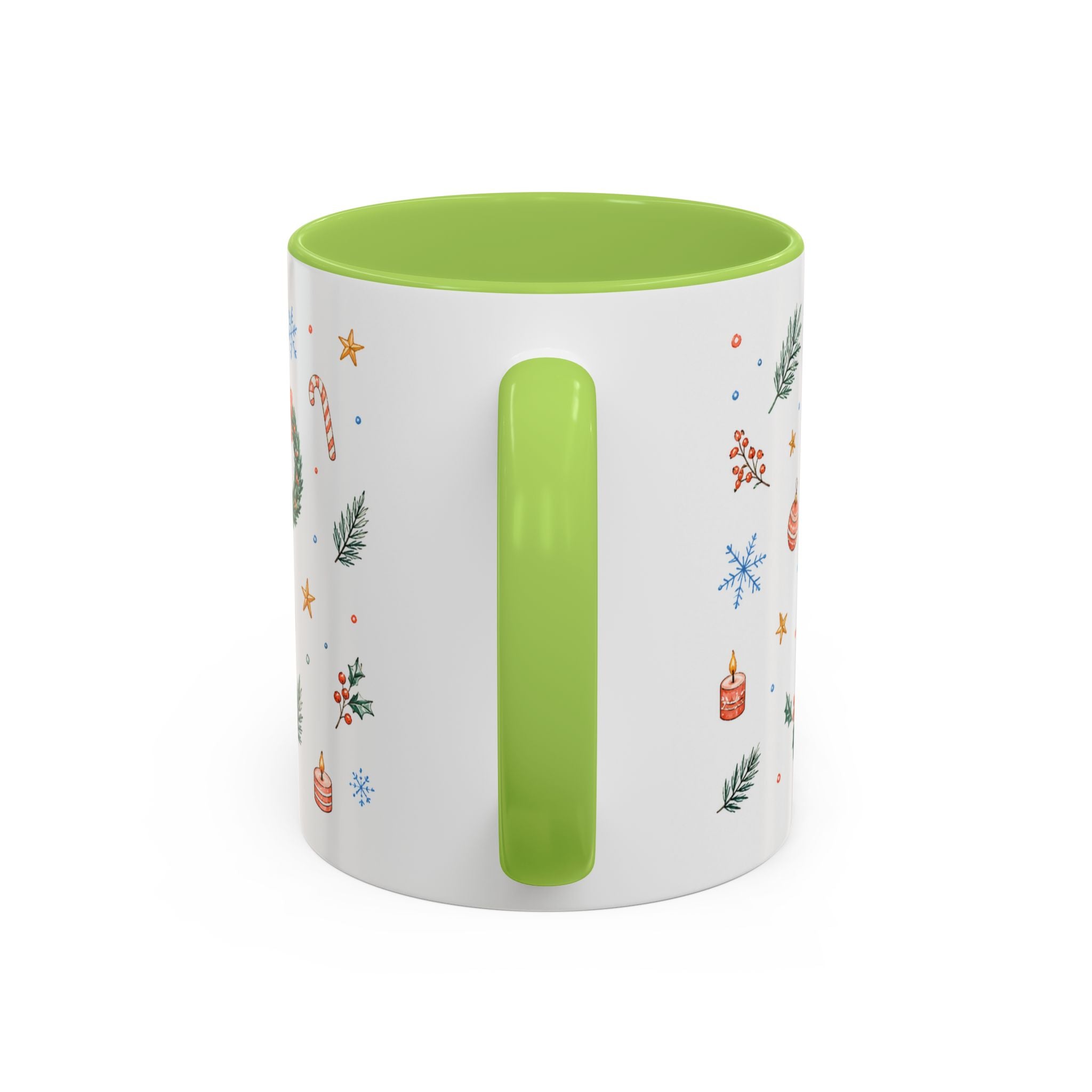 Christmas Mug | Watercolor Tree Gifts Wreath Holiday Cup | Accent Coffee Mug 11oz 15oz