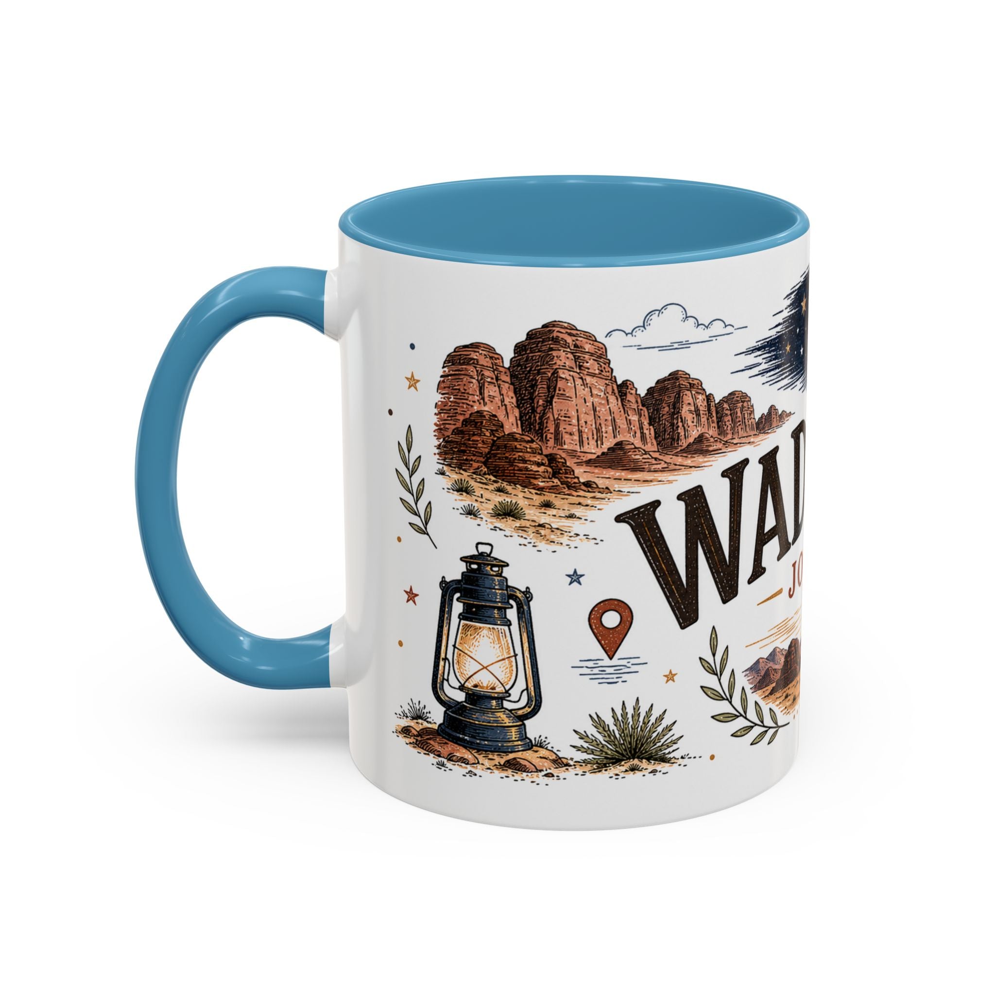 Wadi Rum Coffee Mug | Travel Destination Souvenir Gift | Accent Color Ceramic 11oz 15oz