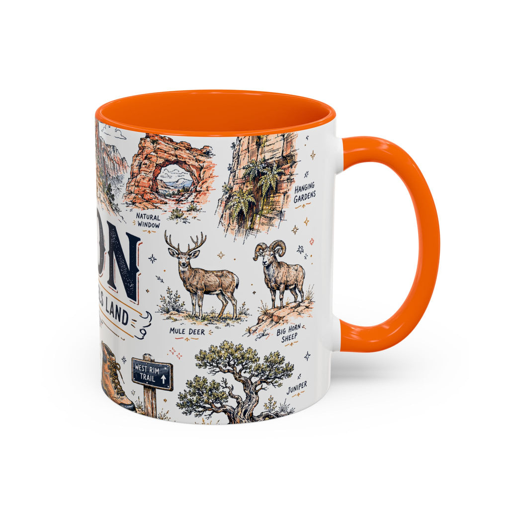 Zion National Park Coffee Mug | Hiking Camping Nature Gift | Accent Color Ceramic 11oz 15oz