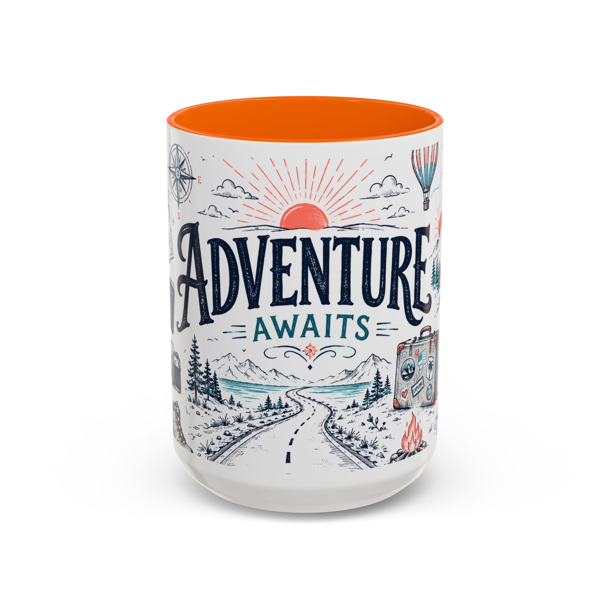 Adventure Awaits Coffee Mug | Class of 2026 Graduation Gift | Accent Color Ceramic 11oz 15oz