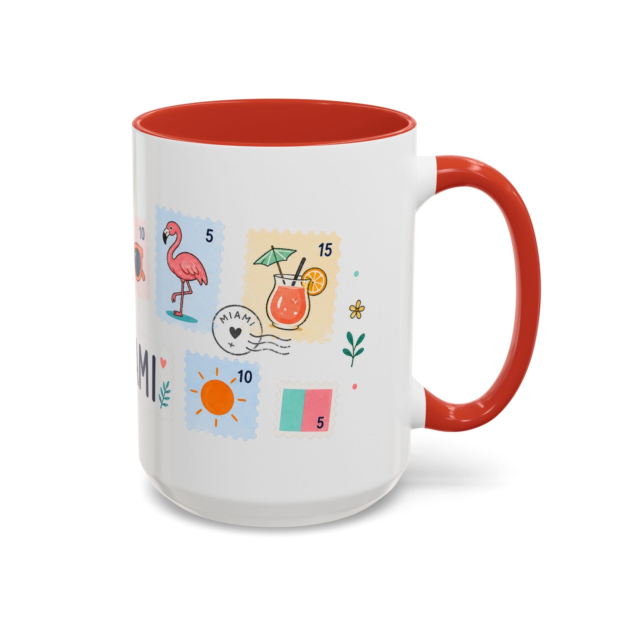 Miami Coffee Mug | Postage Stamp Collage Mug | Travel Souvenir Accent Cup 11oz 15oz