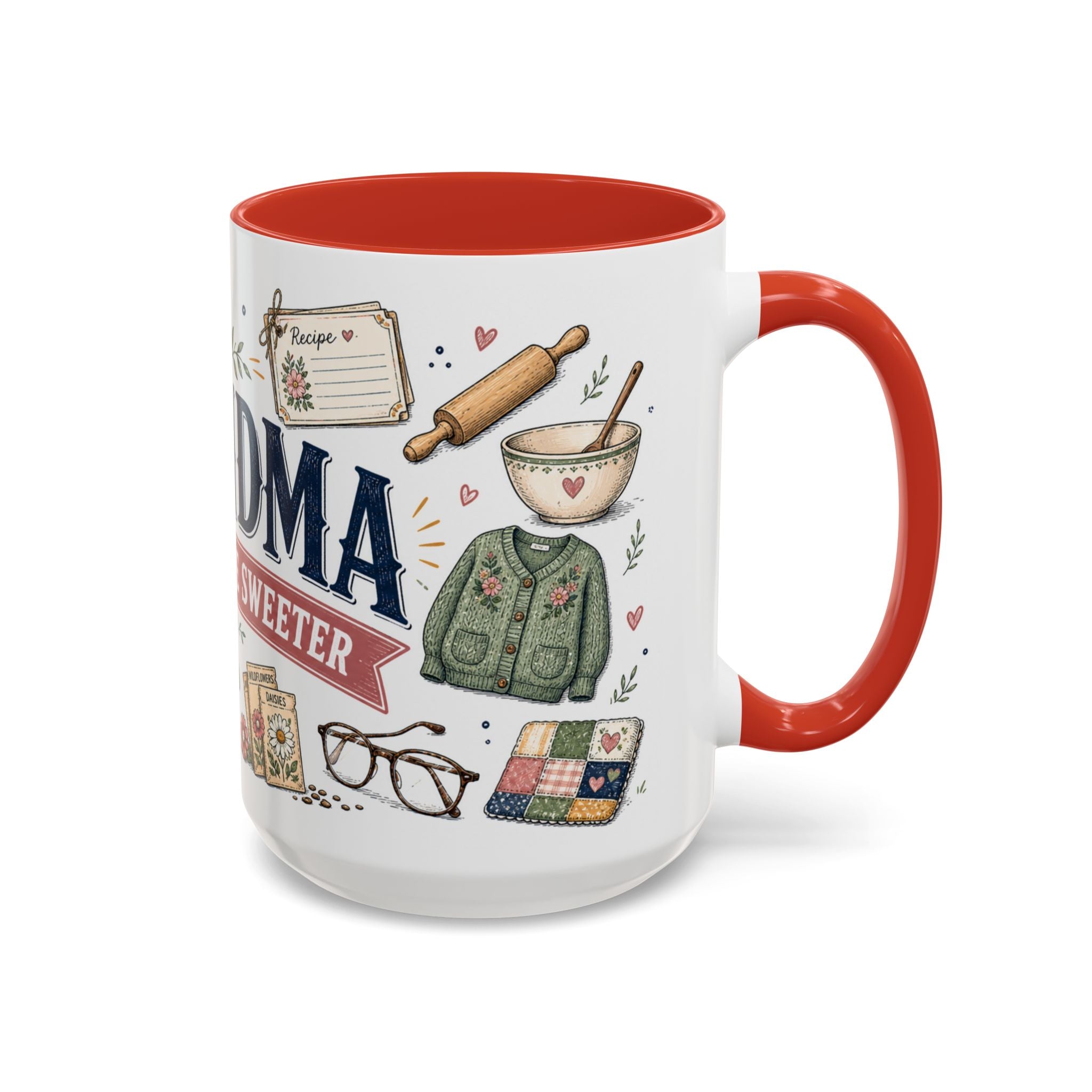 Grandma Makes Life Sweeter Coffee Mug | Gift From Grandkids | Accent Color Ceramic 11oz 15oz