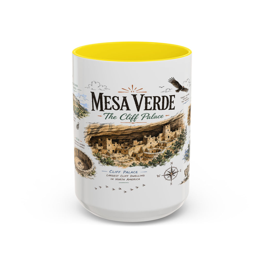 Mesa Verde National Park Coffee Mug | Colorado Ancient Cliff Dwellings Gift | Accent Color Ceramic 11oz 15oz