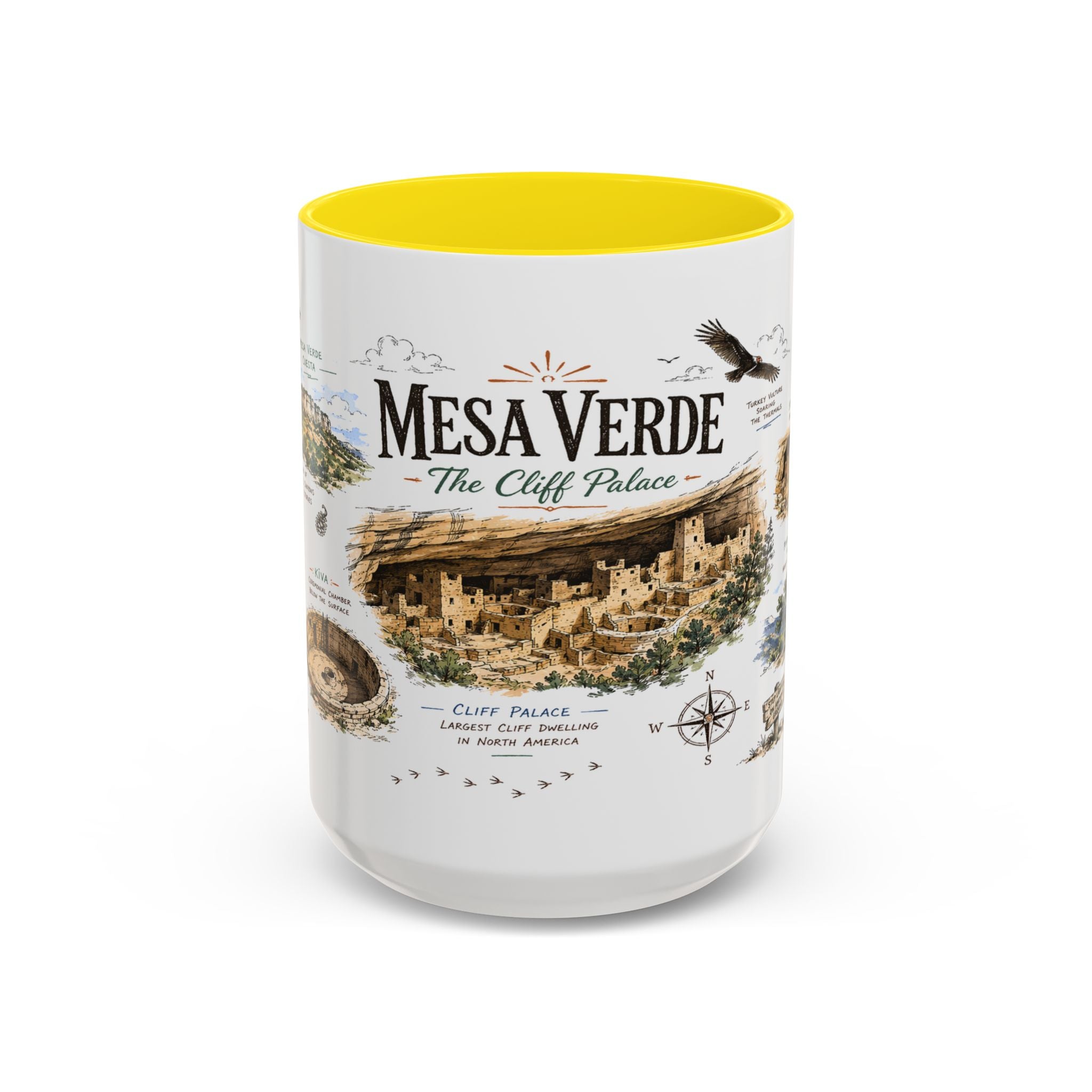 Mesa Verde National Park Coffee Mug | Colorado Ancient Cliff Dwellings Gift | Accent Color Ceramic 11oz 15oz