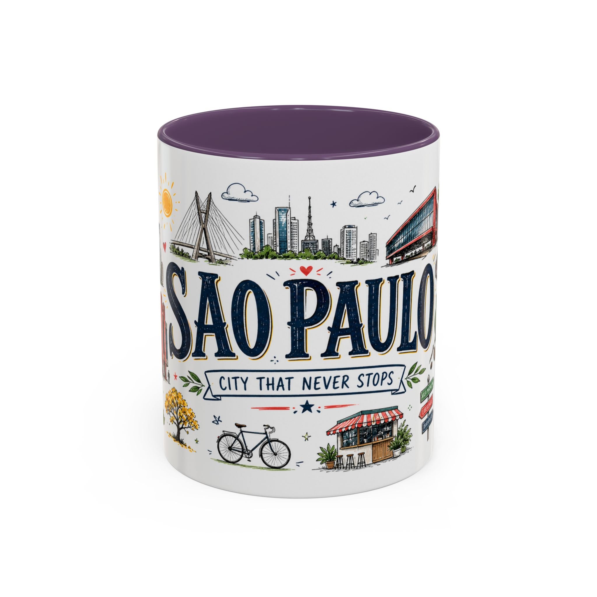 Sao Paulo Coffee Mug | Brazil Souvenir Travel Gift | Accent Color Ceramic 11oz 15oz