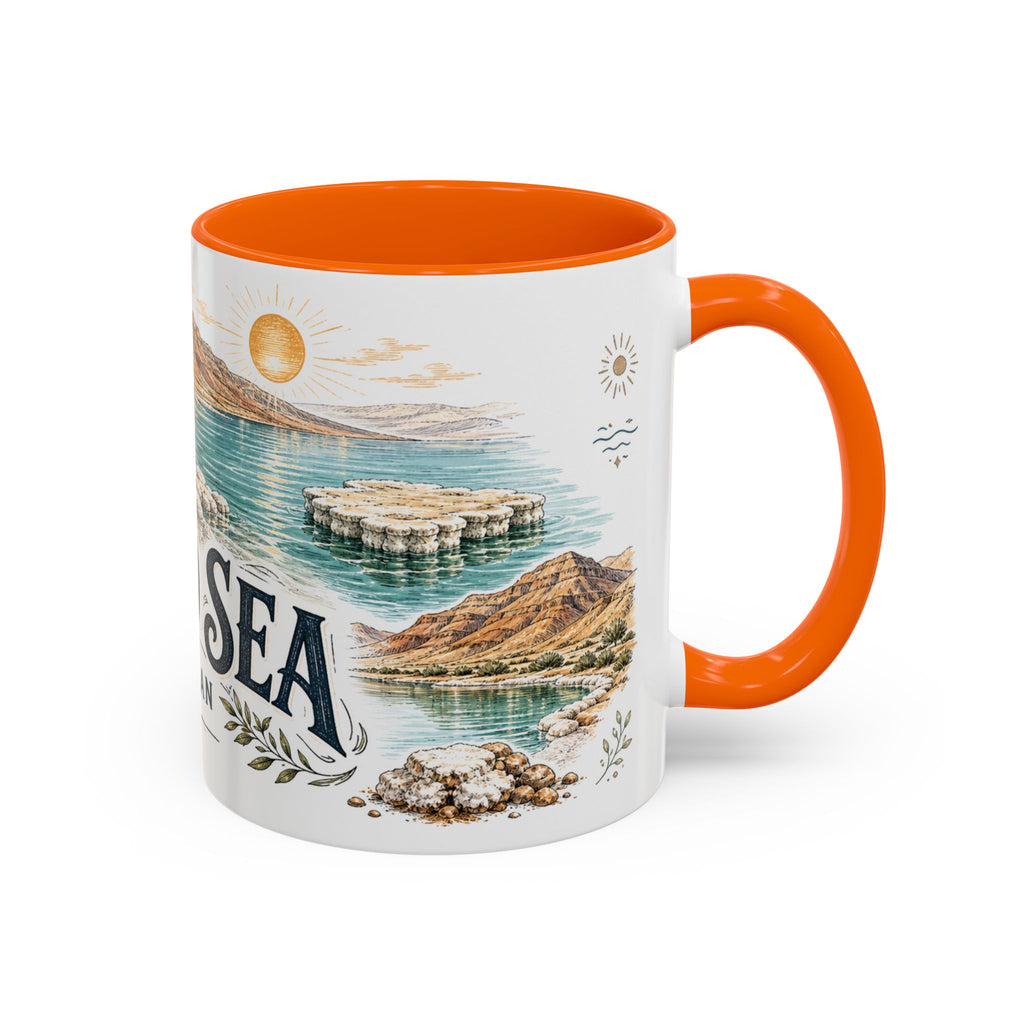 Dead Sea Mug, Jordan Travel Souvenir, Bucket List Gift, Accent Ceramic Coffee Mug 11oz 15oz