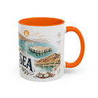 Dead Sea Mug, Jordan Travel Souvenir, Bucket List Gift, Accent Ceramic Coffee Mug 11oz 15oz