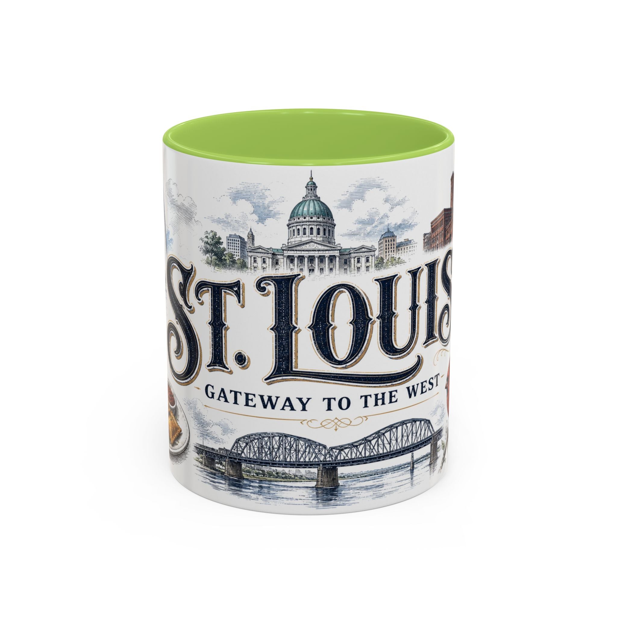 St Louis Coffee Mug | United States Travel Souvenir | Vintage Illustrated City Gift | 11 oz 15 oz Accent Mug