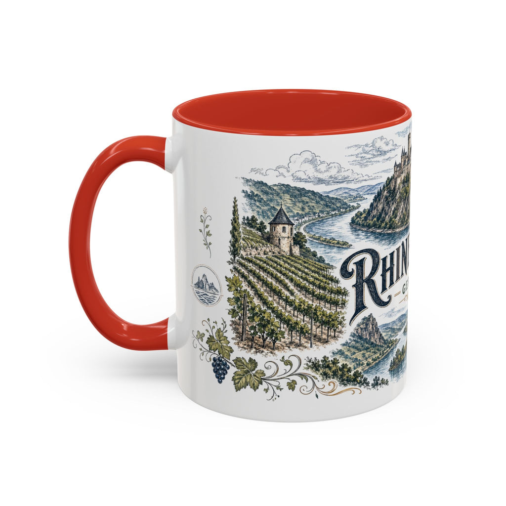 Rhine Valley Mug, Germany Travel Souvenir, Bucket List Gift, Accent Ceramic Coffee Mug 11oz 15oz