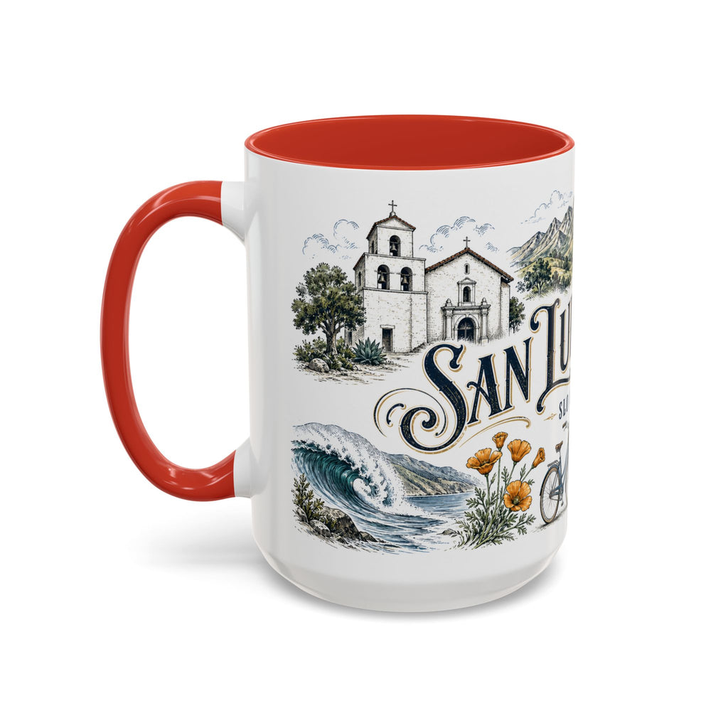 San Luis Obispo Coffee Mug | United States Travel Souvenir | Vintage Illustrated City Gift | 11 oz 15 oz Accent Mug