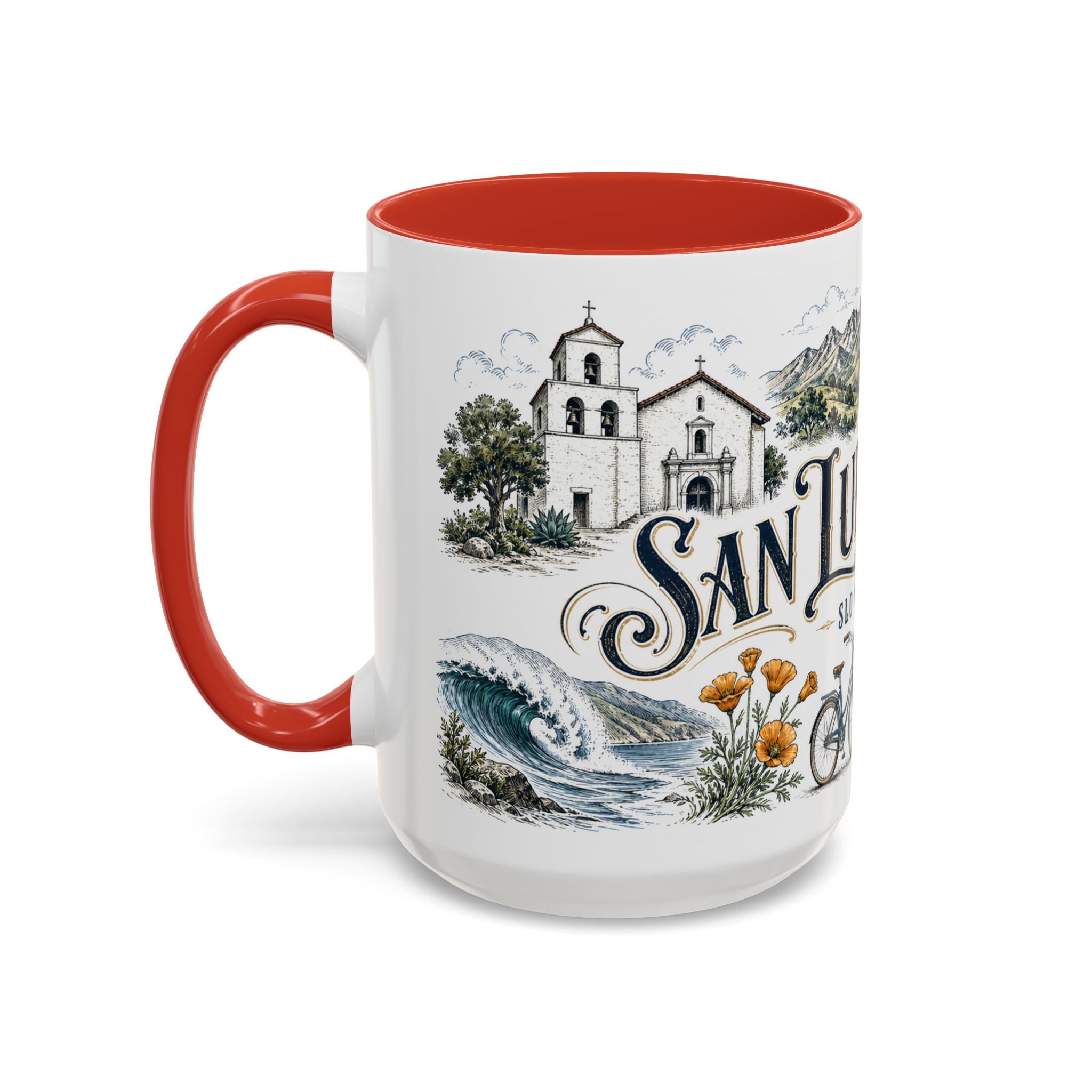 San Luis Obispo Coffee Mug | United States Travel Souvenir | Vintage Illustrated City Gift | 11 oz 15 oz Accent Mug