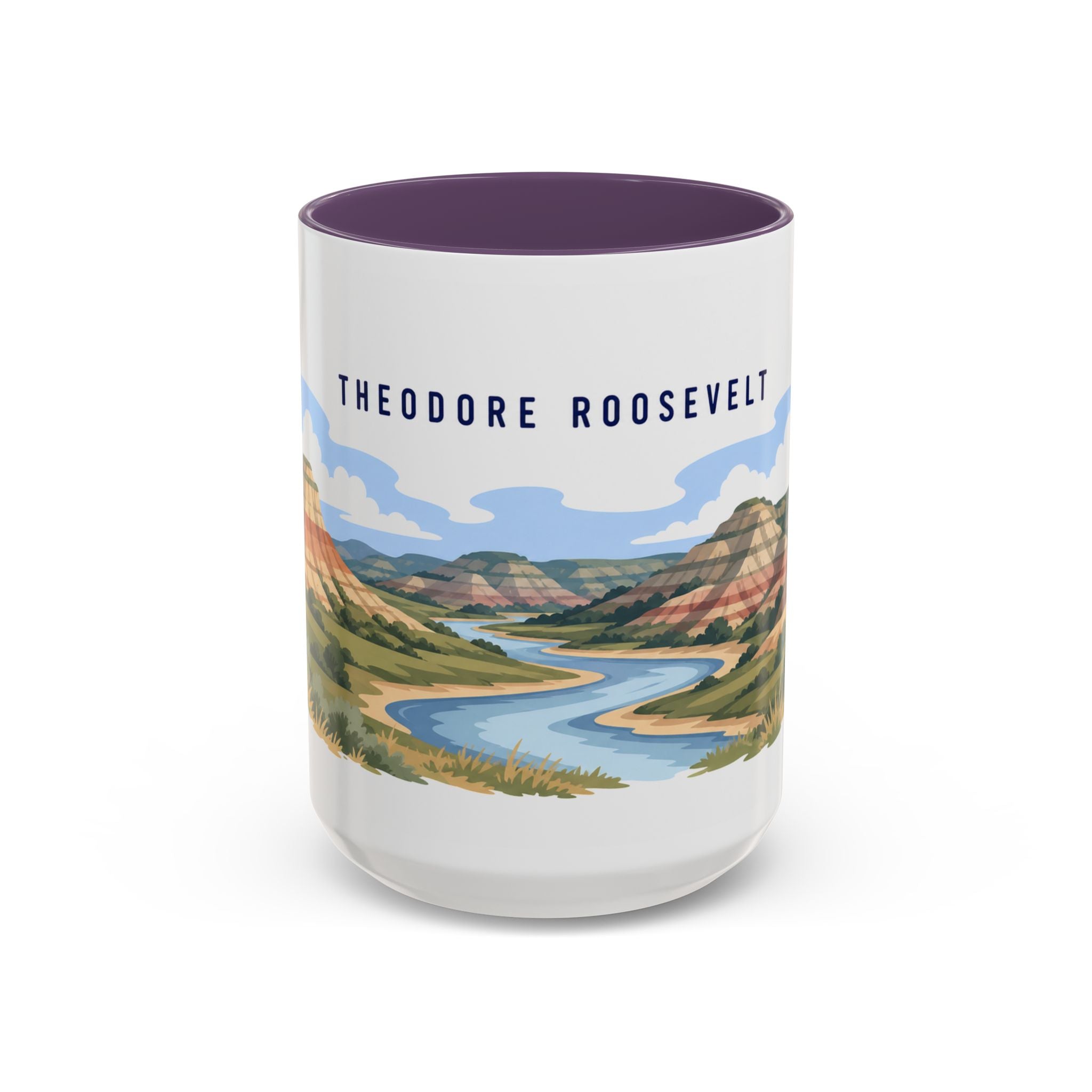Theodore Roosevelt National Park Coffee Mug | Solid Color Block Park Souvenir | 11oz 15oz Accent Mug