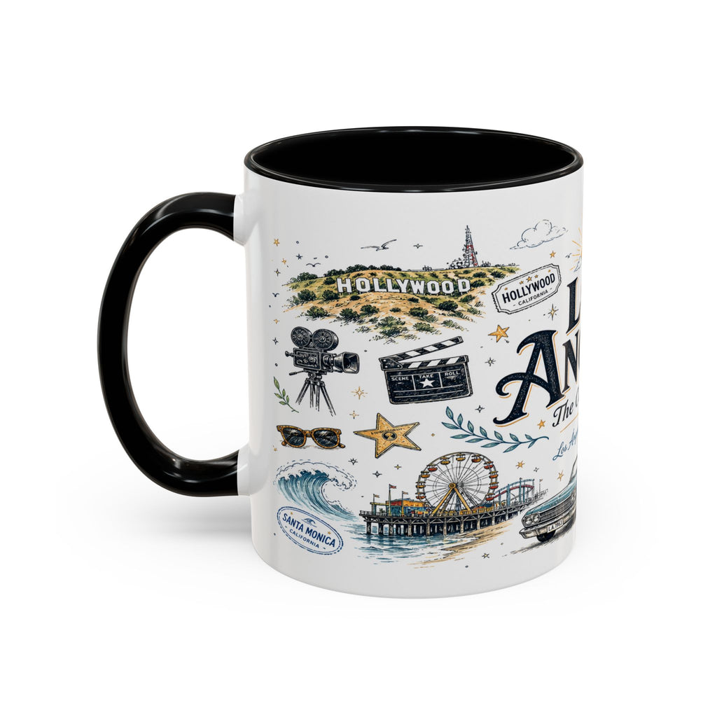 Los Angeles Coffee Mug | California Souvenir City Gift | Accent Color Ceramic 11oz 15oz