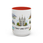 Salt Lake City Illustrated Travel Mug | City Souvenir Accent Coffee Mug | 11oz 15oz Ceramic Cup