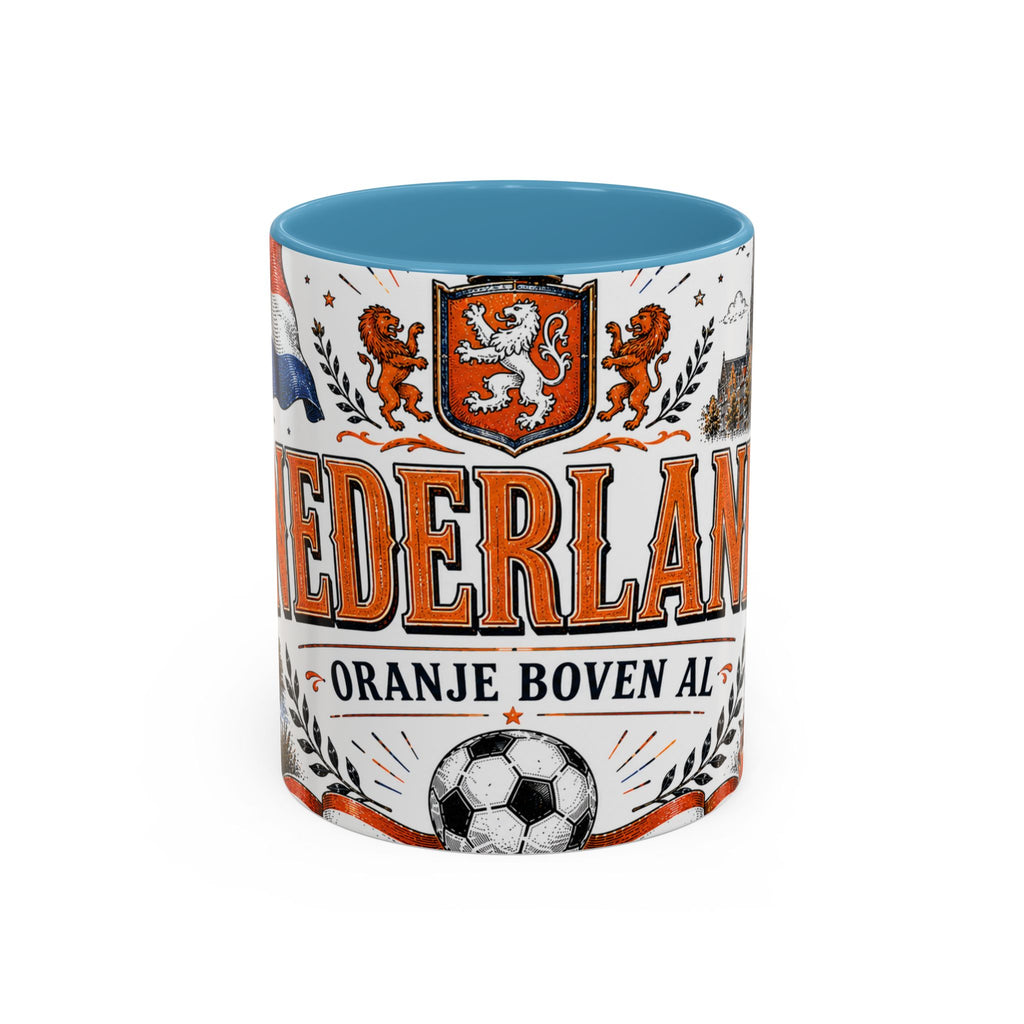 Netherlands Soccer Coffee Mug | World Cup Fan Gift | Accent Color Ceramic 11oz 15oz Match Day Cup