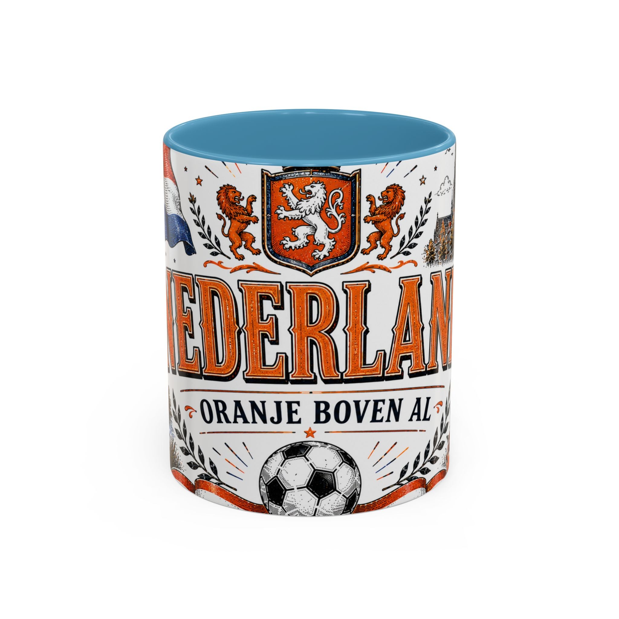Netherlands Soccer Coffee Mug | World Cup Fan Gift | Accent Color Ceramic 11oz 15oz Match Day Cup