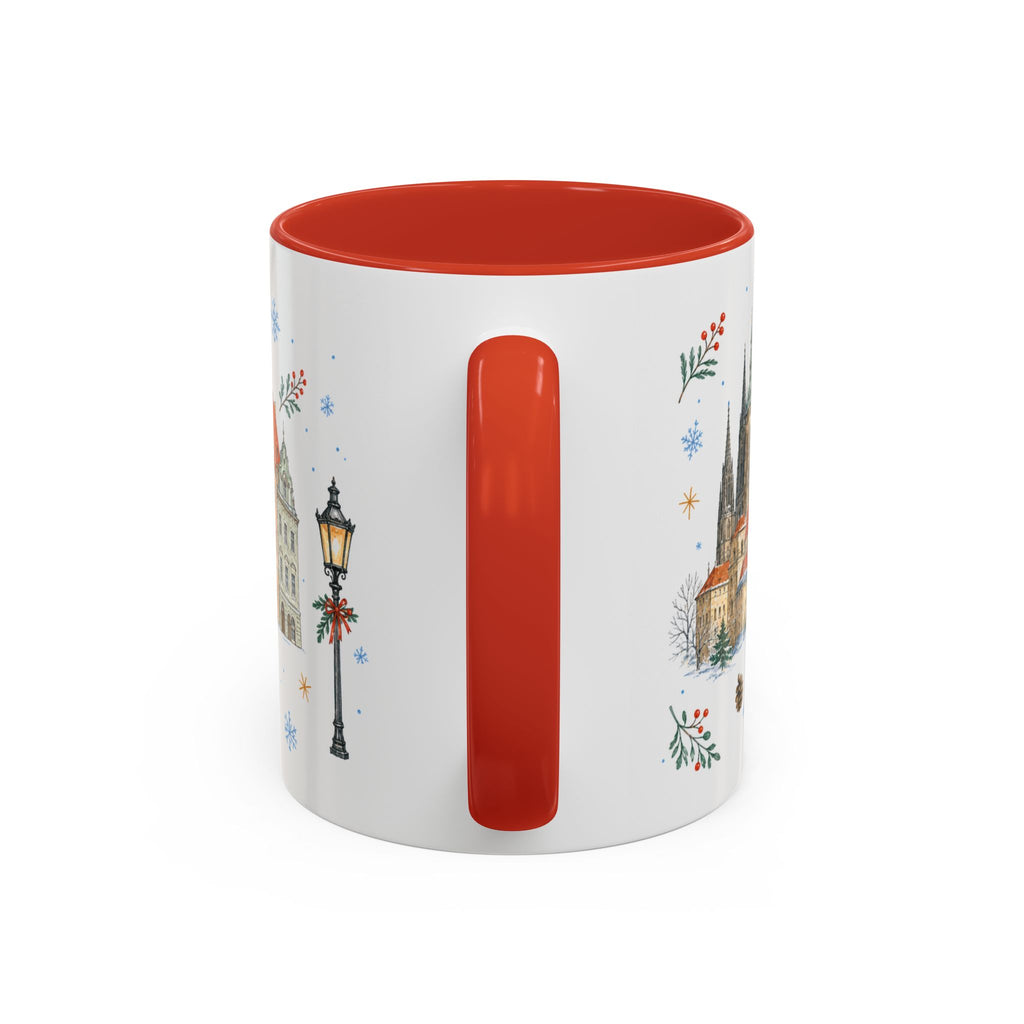 Prague Christmas Mug | Watercolor Travel Souvenir | Holiday Gift | Accent Ceramic Coffee Cup 11oz 15oz