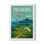 Azores Portugal Framed Poster | Vintage Travel Wall Art | Black Walnut White Frame | 16x24 20x30