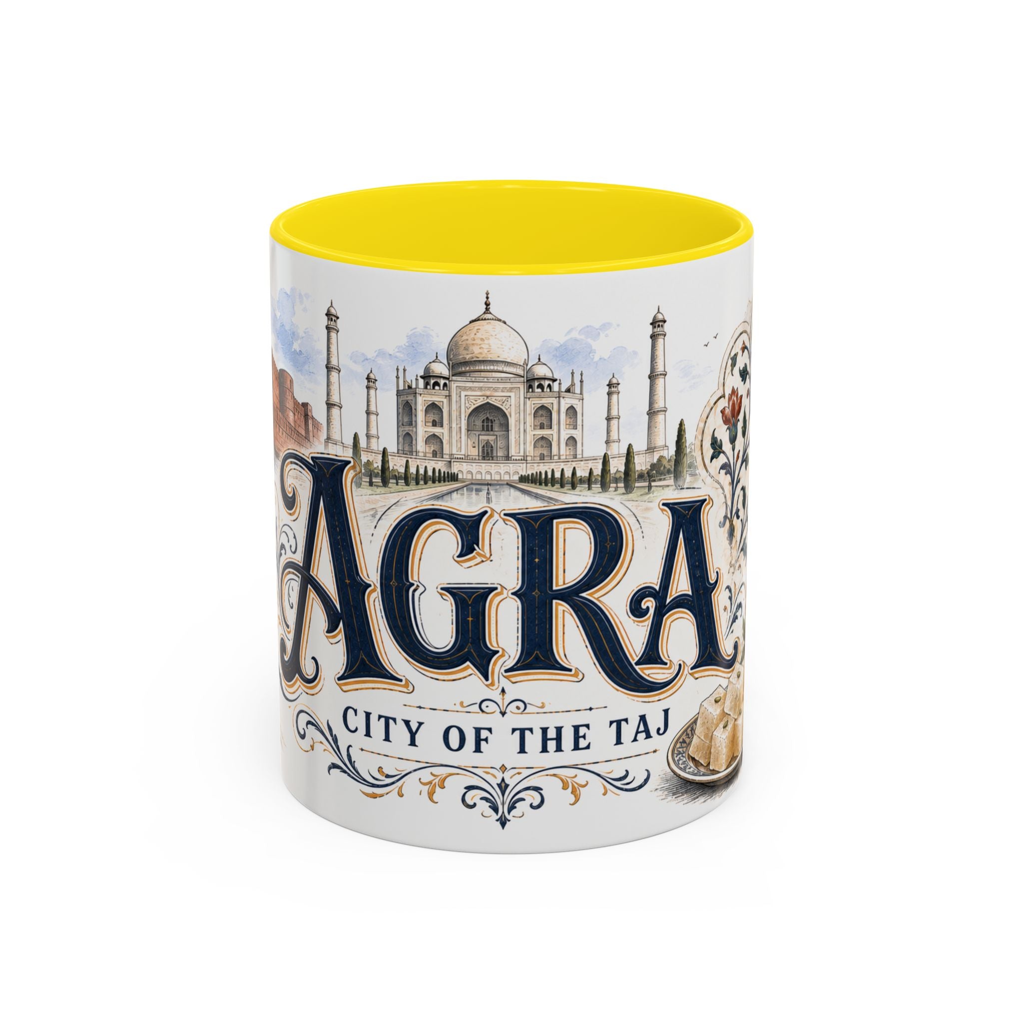 Agra Coffee Mug | India Travel Souvenir | Vintage Illustrated City Gift | 11 oz 15 oz Accent Mug