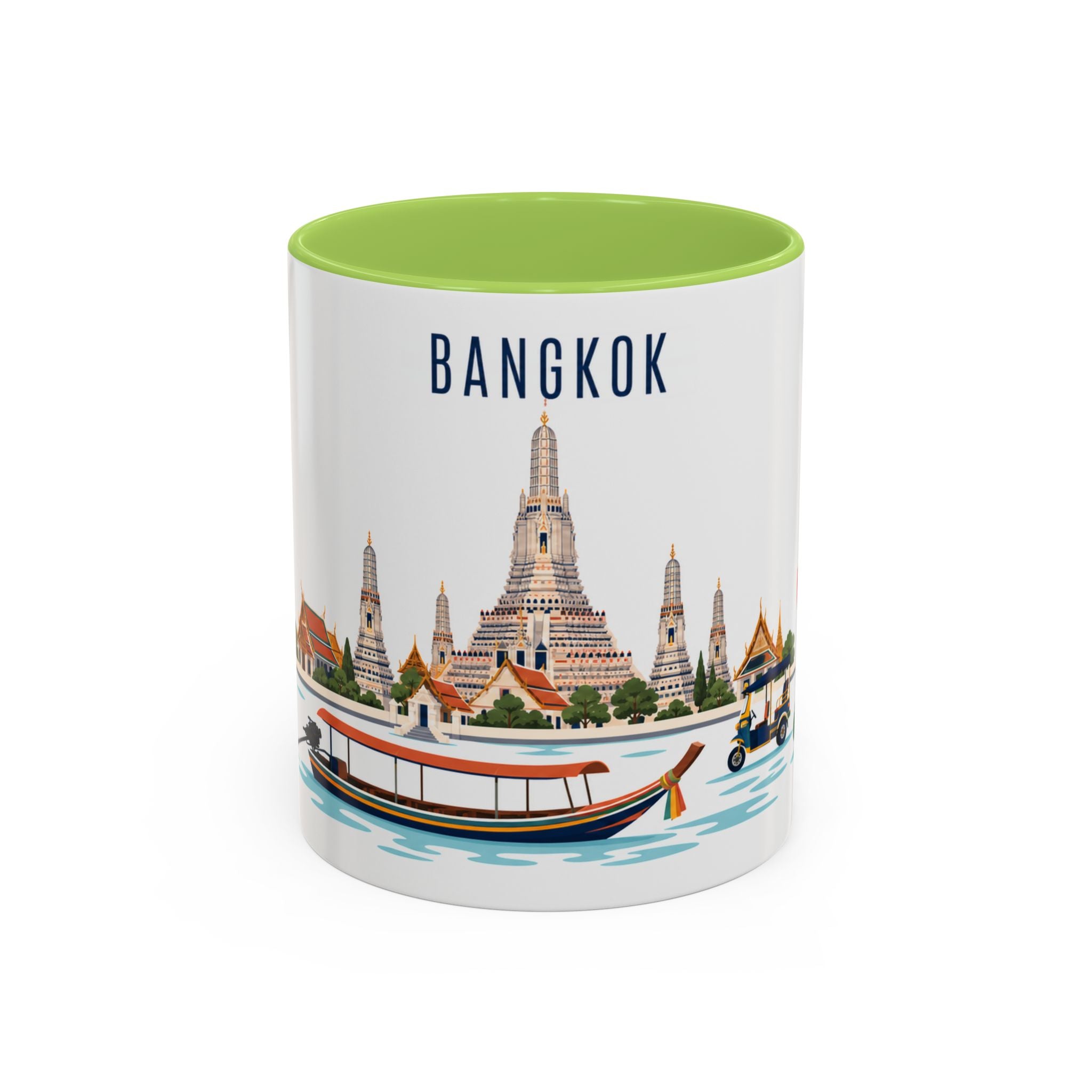 Bangkok Coffee Mug | Thailand Travel Souvenir | Porcelain Decal City Gift | 11oz 15oz Accent Mug